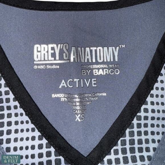 Grey’s Anatomy Active Barco V-Neck Scrub Top XS Graphite Gray Stretch Workwear - Picture 5 of 6